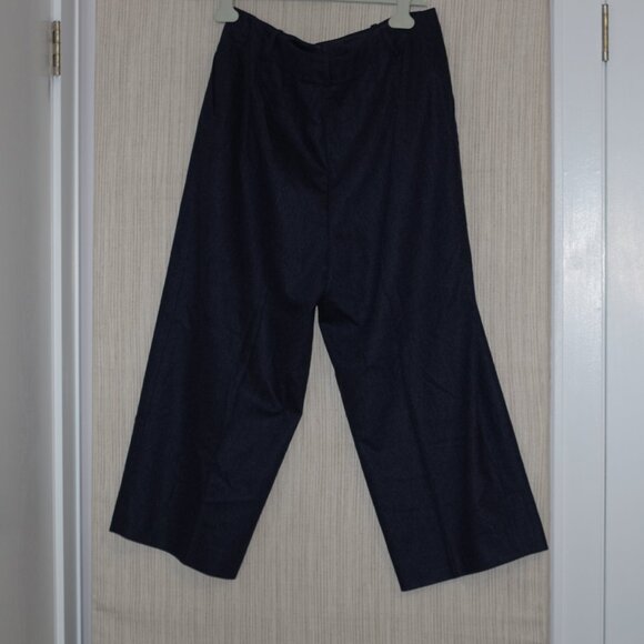 lafayette 148 NY Navy Blue wool cashmere wide leg Cropped pants Size:10 - Picture 5 of 5